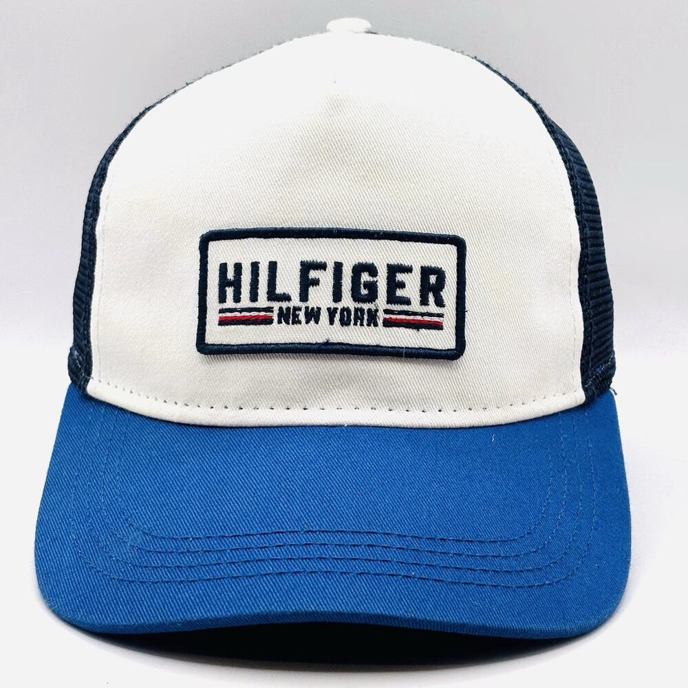 Tommy Hilfiger Y2K Spellout Logopatch Mesh Back Adjustable Trucker Cap SnapBack